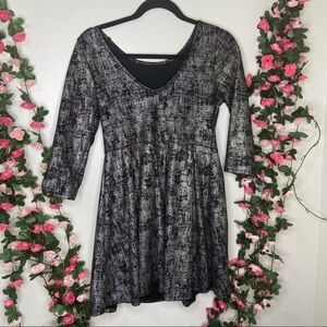 One Clothing Black Gold Metallic Mini Dress Medium NYE Party Cocktail